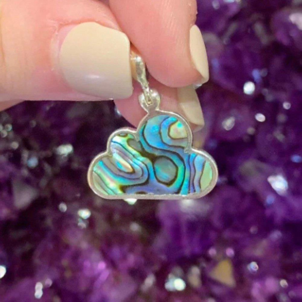 Abalone Cloud Pendant, Kid's Jewelry, Dainty Necklaces, Healing Jewelry, Clouds